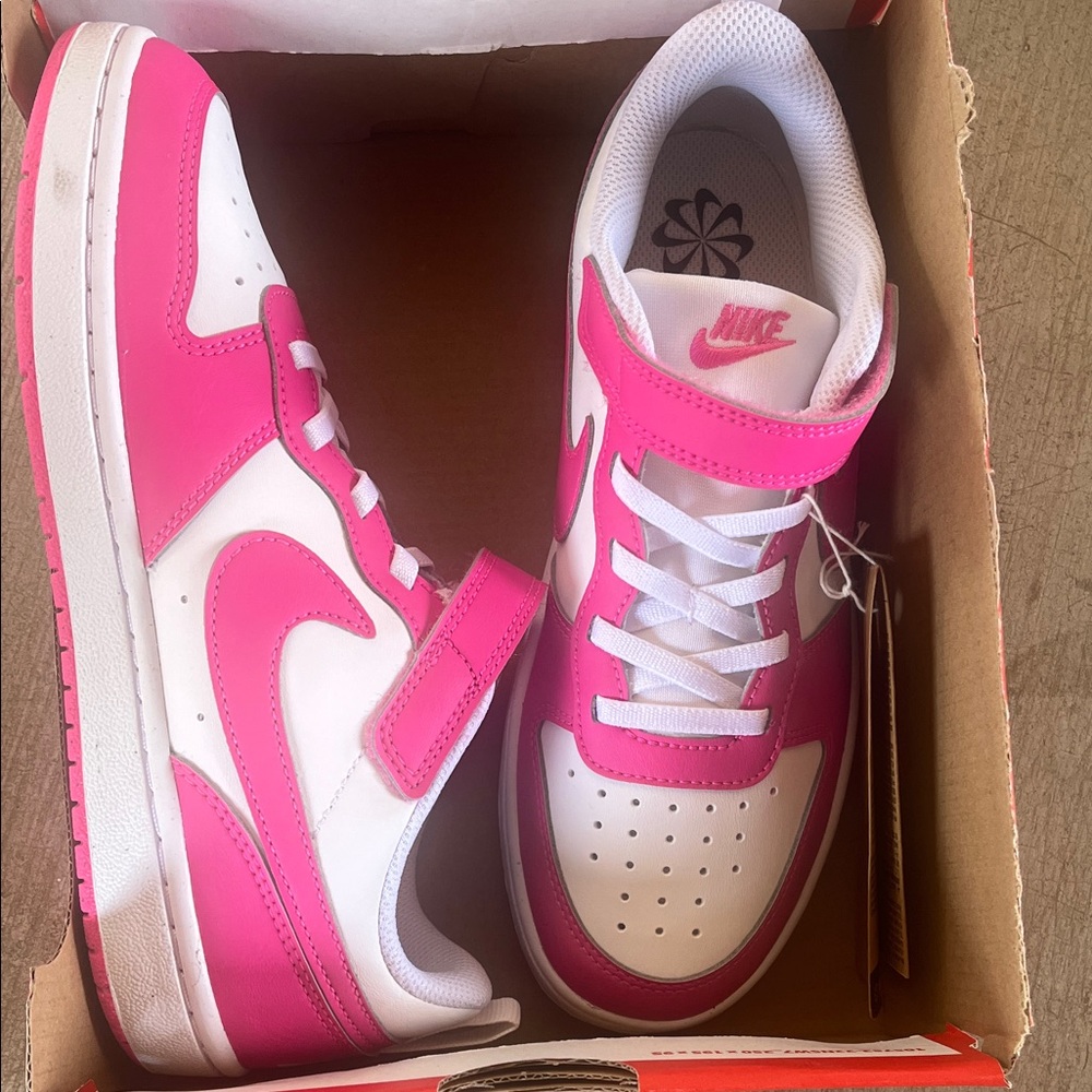 Nike White and Hot Pink Low-Top Sneakers